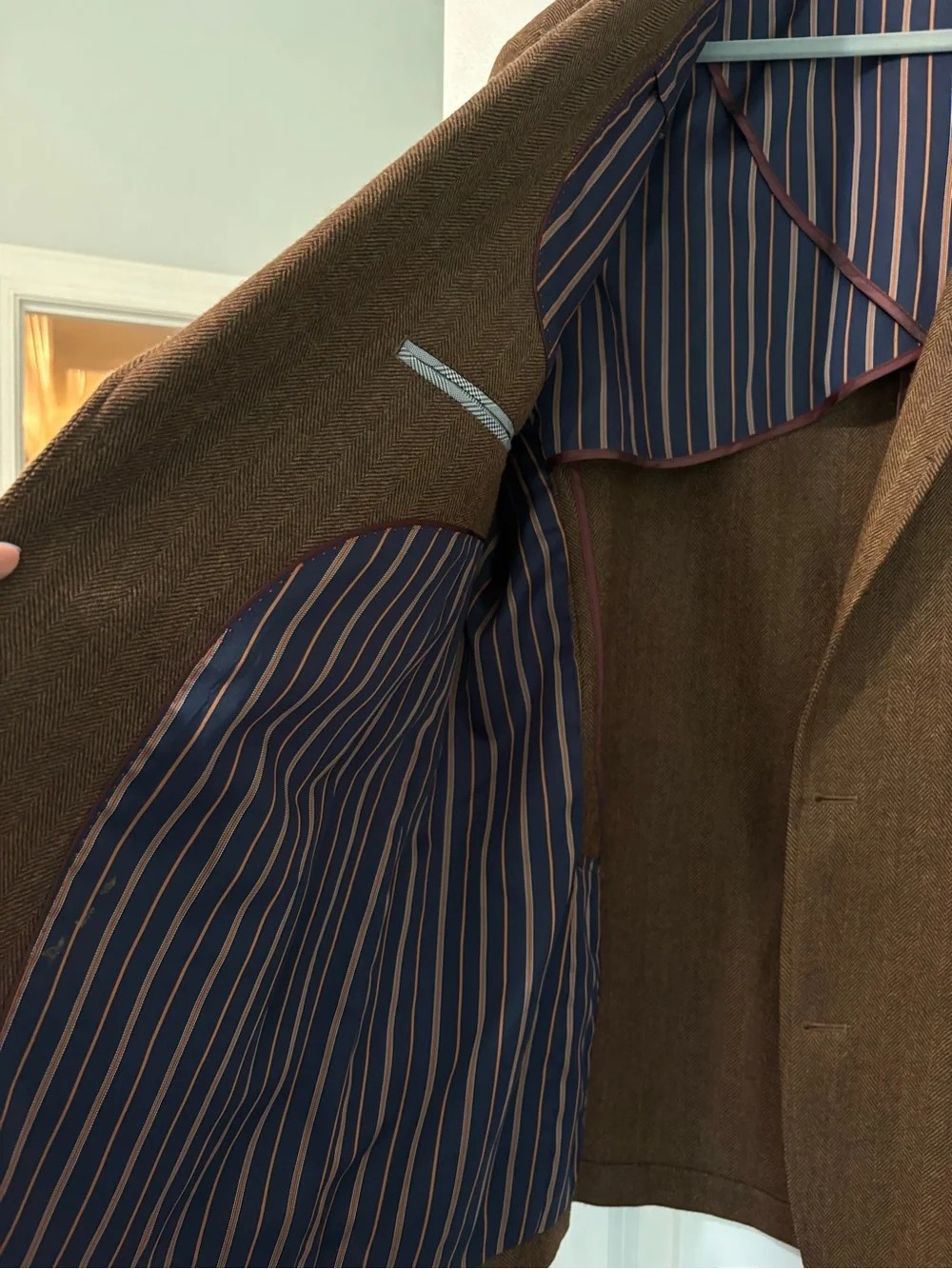 Cremieux Collection Men’s Brown Herringbone 100% Wool Tweed Blazer XXL